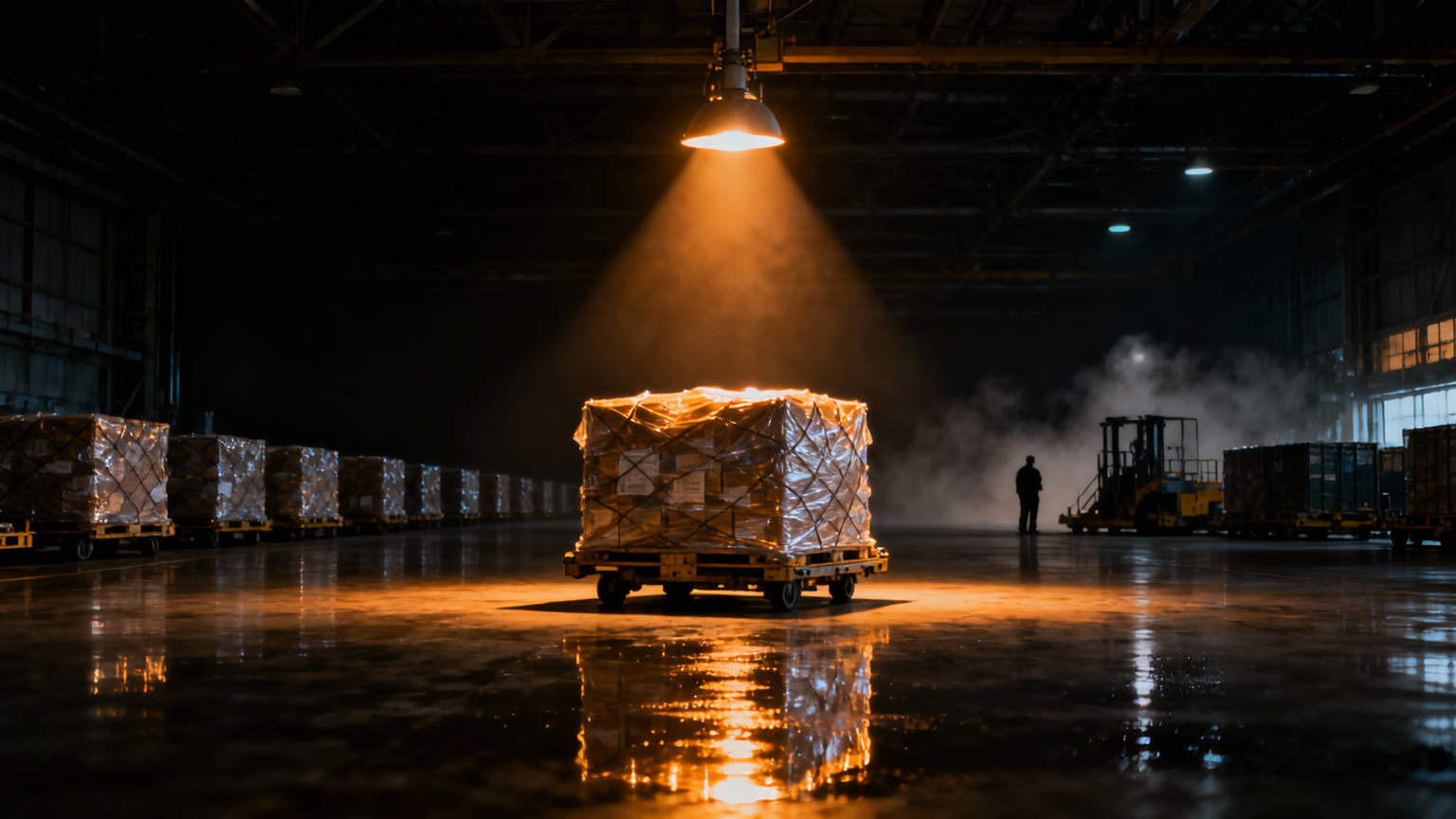Cargo terminal at night